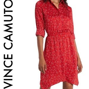 Vince Camuto Womens long sleeves Polka dot Dress size S